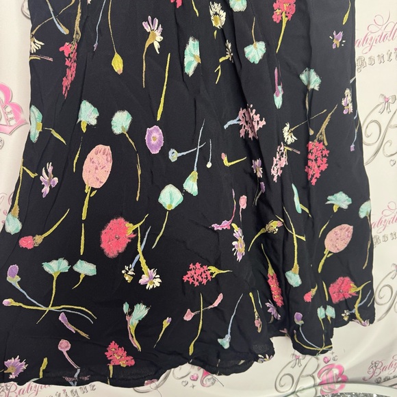 Salaam! Skirt water color flowers floral black multi color long maxi skirt cute - Picture 6 of 6
